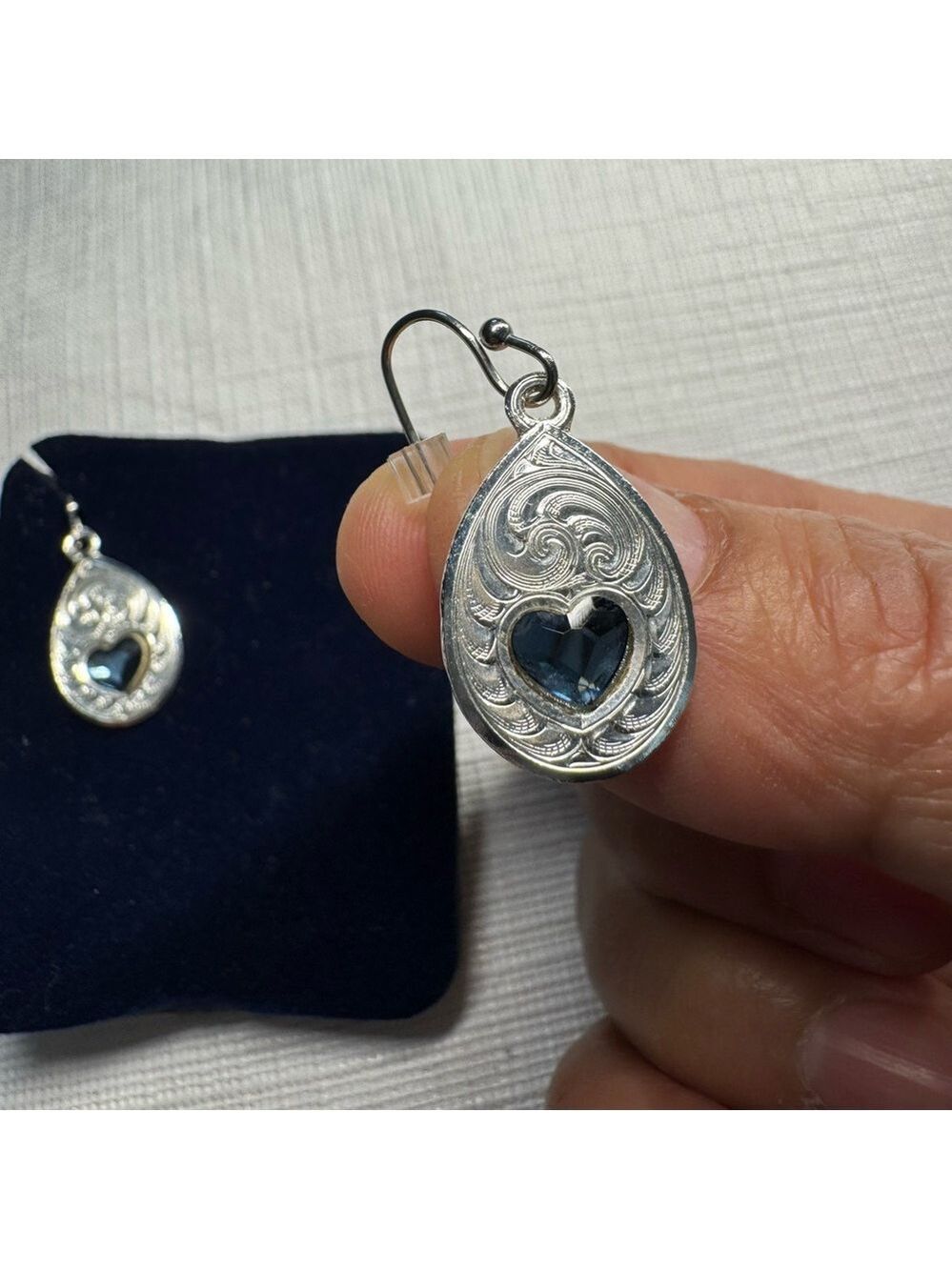 Montana Silversmiths Silver Earrings with Blue Heart